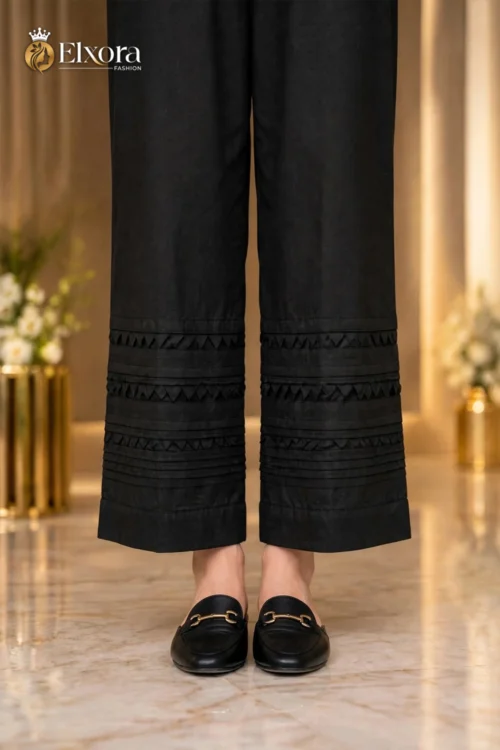 Black Raven Triangle Pleated Trouser